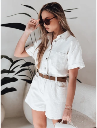 Dámsky krátky denimový overal DINOZIA white FashionStreet EY2589