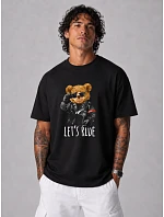 Pánske bavlnené tričko nadmernej veľkosti s čiernou potlačou FashionStreet NX1018R