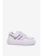 Sneakersy Damskie Na Platformie Fioletowe Ofenale
