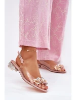 Transparentne Sandały Na Niskim Obcasie Ze Zdobieniem D&A MR51-709 Różowe