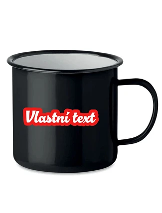 Personalizovaný retro plechový pohár s vlastným textom a obrysom Personalizovaný retro plechový pohár s vlastným textom a obrysom