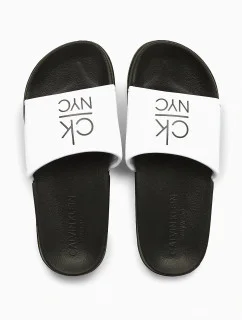 Šľapky KW0KW01054-YCD čiernobiela - Calvin Klein