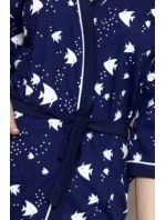 Dámsky župan Y19252 tm. modrý s rybičkami - La Penna