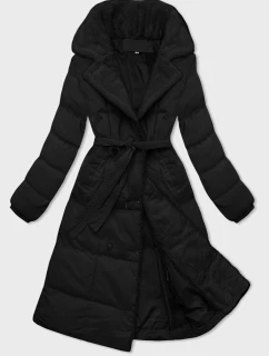Dámsky zimný kabát s kožušinovým golierom J Style Black (16M9168-392A)