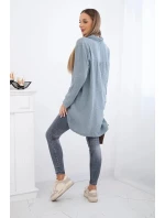 Bavlnená mušelínová košeľa nadrozmernej veľkosti tmavo šedá