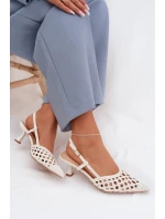 Pletené dámské sandály na podpatku zlaté Selinae