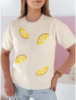 Dámsky nadrozmerný sveter s citrónmi Lemon beige FashionStreet MY2476 Dámsky nadrozmerný sveter s citrónmi Lemon beige FashionStreet MY2476