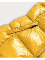 Žltá lakovaná dámska vesta s kožušinou (DK027-86)