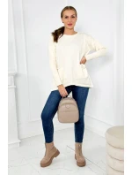 Sveter s prednými vreckami ecru
