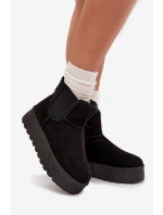 Damskie Śniegowce Z Elastyczną Wstawką Czarne Kiora