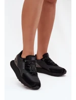 Skórzane Sneakersy Damskie Big Star OO274562 Hi-Poly System Czarne