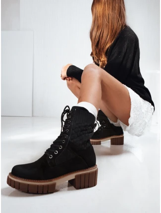 Dámske šnurovacie čižmy čierne FashionStreet ZY1239