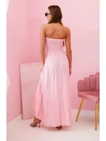Dámske viskózové šaty s elastickým vrchným dielom candy pink