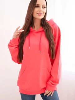 Dámska mikina s kapucňou a bavlnenou klokankou ružová