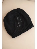 Dámska zimná čiapka s vlnou a džersejovým lemom K480 čierna