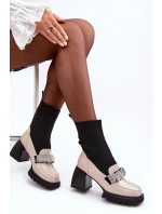 Botki Damskie Ze Skarpeta Na Obcasie Beżowe S.Barski MR870-41