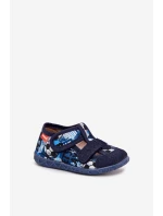 Kapcie Milami Dziecięce Na Rzepy W Piłki Granatowe Reathiana