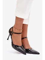 Lakované lodičky s páskem černé Tarilin