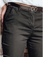 Dámske nohavice chinos s opaskom LINESKA khaki FashionStreet UY2576