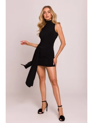 M841 Mini šaty so zaväzovaním vpredu - čierne