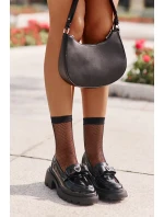 Dámske čierne kožené mokasíny so srdcom a mašľou D&A Dámske čierne kožené mokasíny so srdcom a mašľou D&A