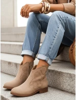Dámske semišové ažurové topánky béžovej farby FashionStreet ZY1344