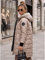 Dámska prešívaná prechodná bunda s kapucňou v kamelovej farbe od FashionStreet TY5790 Dámska prešívaná prechodná bunda s kapucňou v kamelovej farbe od FashionStreet TY5790
