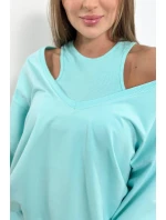 3dielny set mikina + top + legíny mint