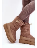 Śniegowce Damskie Na Grubej Podeszwie Ciemnobeżowe Lureta