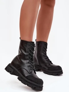 Botki Workery Damskie Ocieplane Ze Zdobieniem S.Barski HY42-982 Czarne