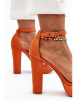 Pohodlné semišové sandále na vysokom podpätku, Orange Essence