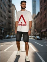 Pánske biele bavlnené tričko s potlačou FashionStreet RX5665 Pánske biele bavlnené tričko s potlačou FashionStreet RX5665