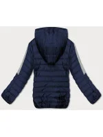 Tmavo modro-šedá prešívaná dámska bunda s kapucňou (8M912-215) Tmavo modro-šedá prešívaná dámska bunda s kapucňou (8M912-215)