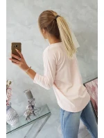 Blúzka s 3D grafikou Bird powder pink