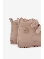 Ocieplane Botki Sneakersy Dziecięce Na Rzepy Big Star SS374072 Beżowe