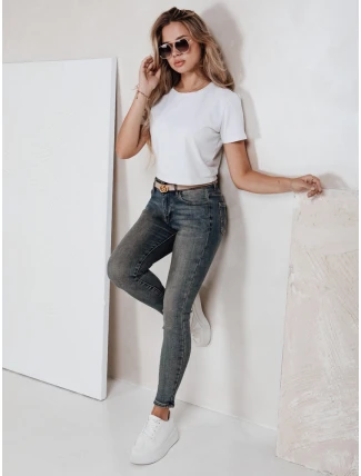 Dámske skinny džínsy s vysokým pásom modré FashionStreet UY2792
