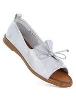 Dámske kožené čižmy s otvorenou špičkou strieborné Cambell 19388