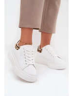 Sneakersy Damskie Na Platformie Big Star SS274247 Białe Panterka