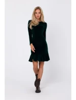 M765 Dress with ruffled bottom hem - green M765 Dress with ruffled bottom hem - green
