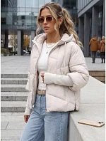 Krátka dámska prešívaná bunda s kapucňou, svetlosivá, FashionStreet TY5765 Krátka dámska prešívaná bunda s kapucňou, svetlosivá, FashionStreet TY5765