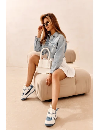 Sneakersy Damskie Na Platformie Niebieskie Moariella