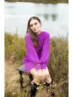 K078 Šaty s naberaným pásom - levanduľová