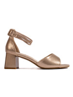 Luxusné dámske zlaté sandále na širokom podpätku