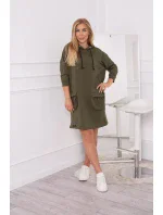 Kaki šaty s kapucňou