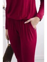 Kombinéza z viskózy v páse Burgundy Kombinéza z viskózy v páse Burgundy