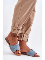 Damskie Materiałowe Klapki Jasnoniebieskie Aversa