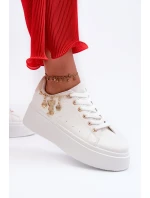 Sneakersy Damskie Na Platformie Z Zawieszkami Białe Tivissa