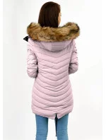 Dámska obojstranná zimná bunda s kapucňou tmavomodrá a ružová (w211)