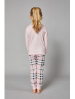 Dievčenské pyžamo Bora, dlhý rukáv, dlhé nohavice - ružová/potlač