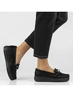 Dámske kožené mokasíny na platforme poltopánky čierne Filippo DP7652 Dámske kožené mokasíny na platforme poltopánky čierne Filippo DP7652